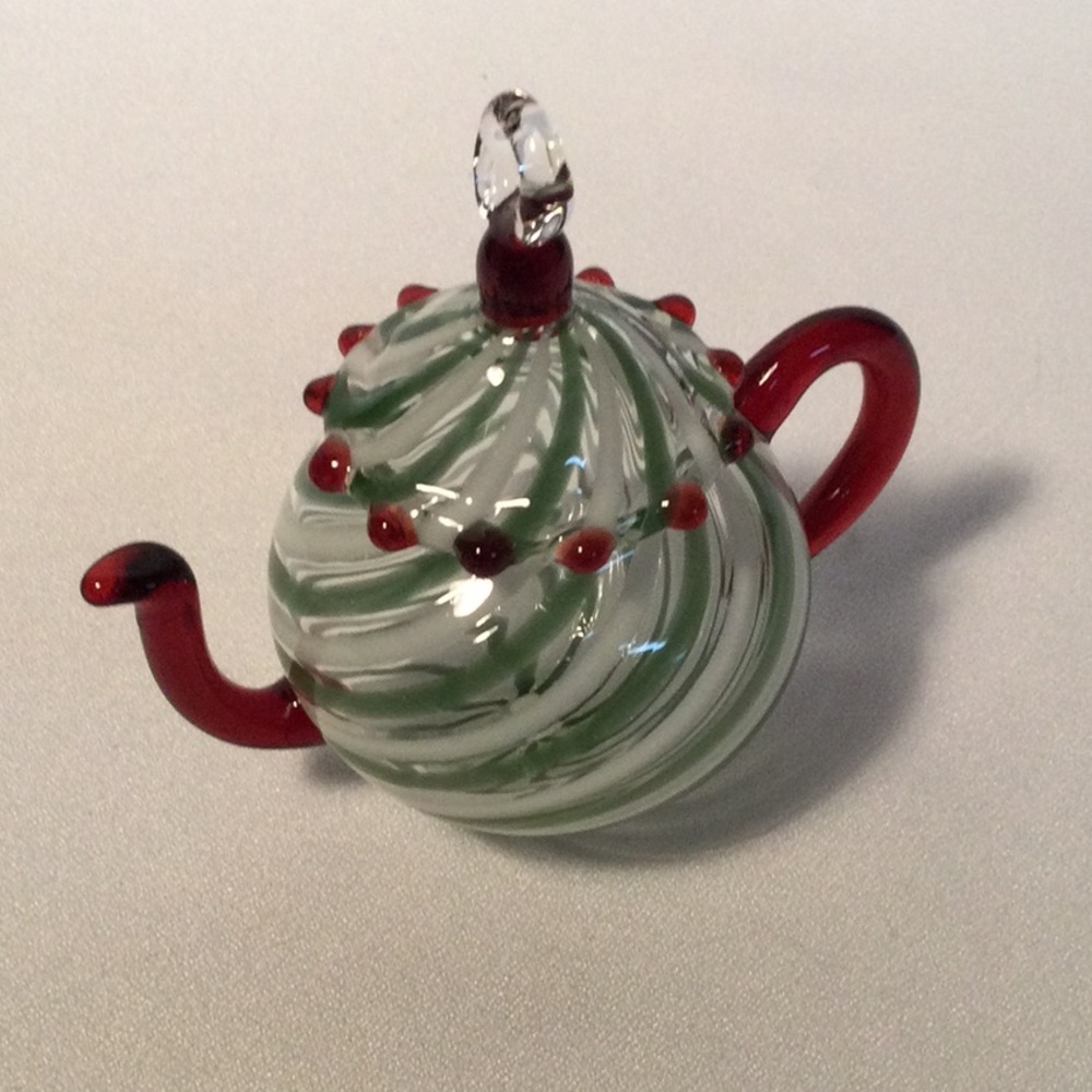 Teapot Blown Glass Christmas Ornament by James F. Byrnes 3 x 3 1/2 Inches